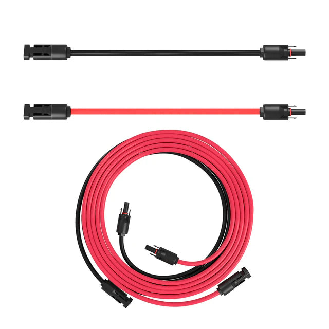 A photo of a 5 meter Bluetti MC4 solar extension cable sitting in front of a white background.