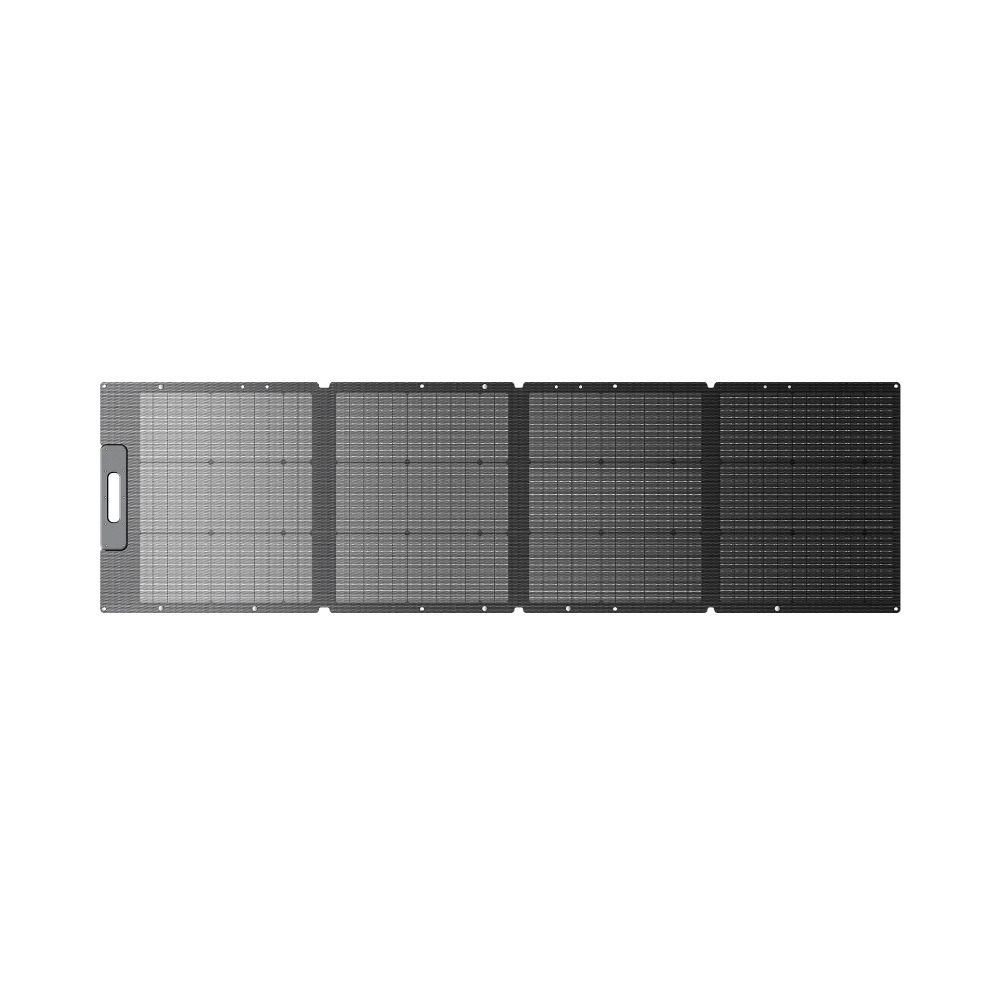 A photo of a foldable Bluetti PV200 200W solar panel on a white background