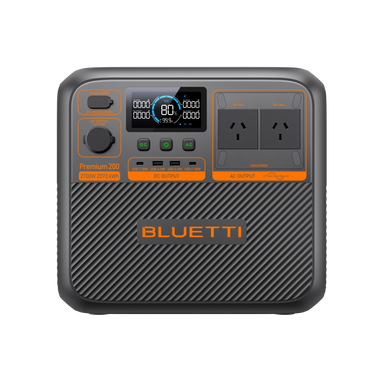 A photo of the front of a bluetti premium 200v2 2700w portable power station