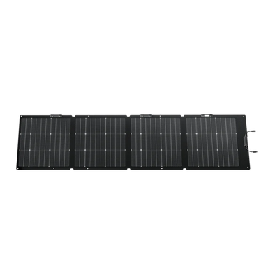 A photo of an EcoFlow 220w NextGen Bifacial Solar Panel standing upright face on with a white background.