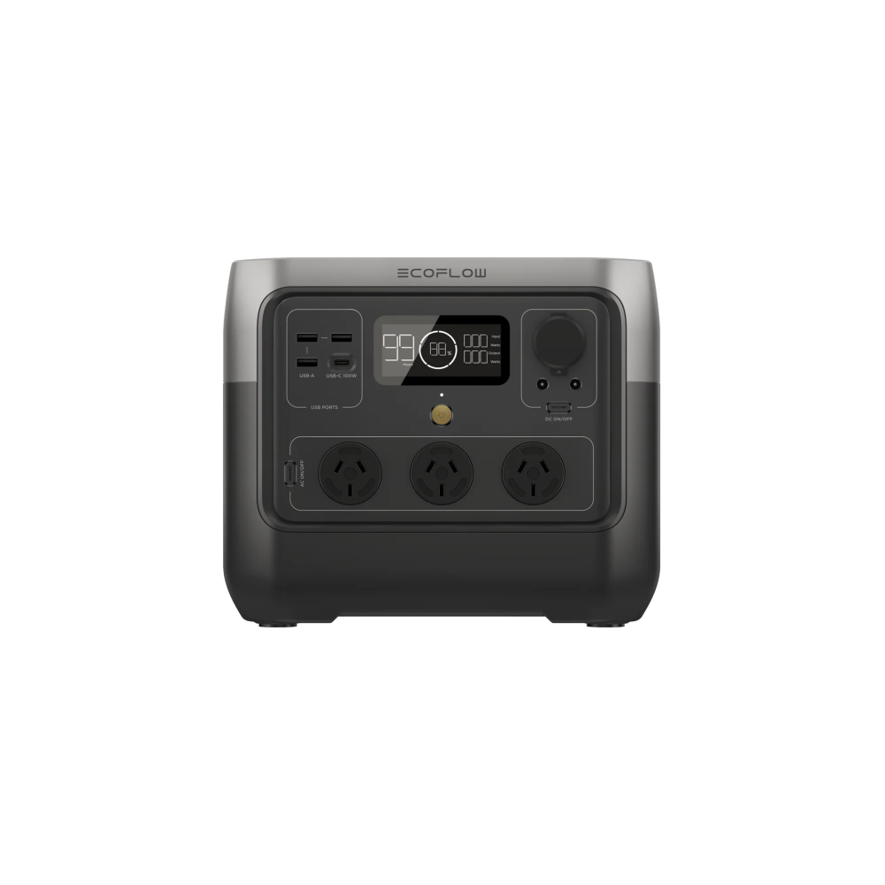 A photo of an EcoFlow River 2 Pro Portable Power Station facing front on with a white background.