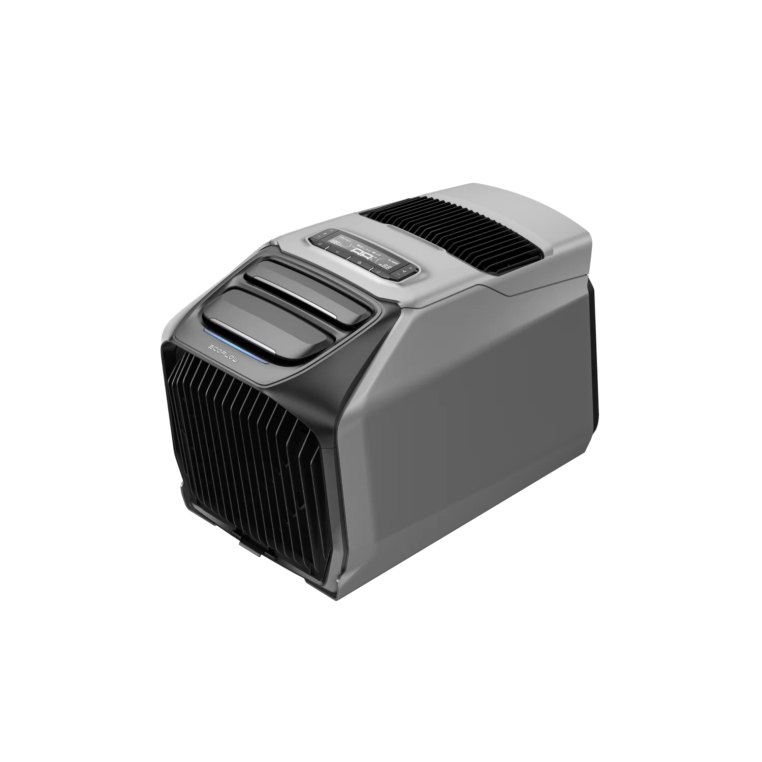 A photo of an EcoFlow WAVE 3 portable heater cooler sitting on a slight angle with a white background.
