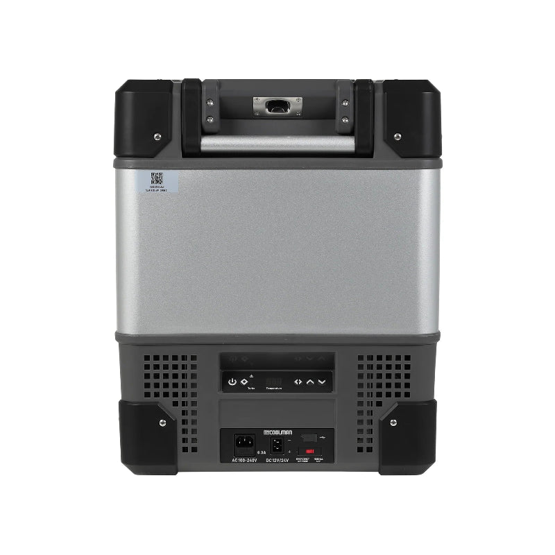 A photo of the side of a MyCOOLMAN 73L Portable Car and Camping Fridge