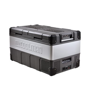 A photo of a MyCOOLMAN 96L Dual Zone Portable Car and Camping Fridge with its lids shut.