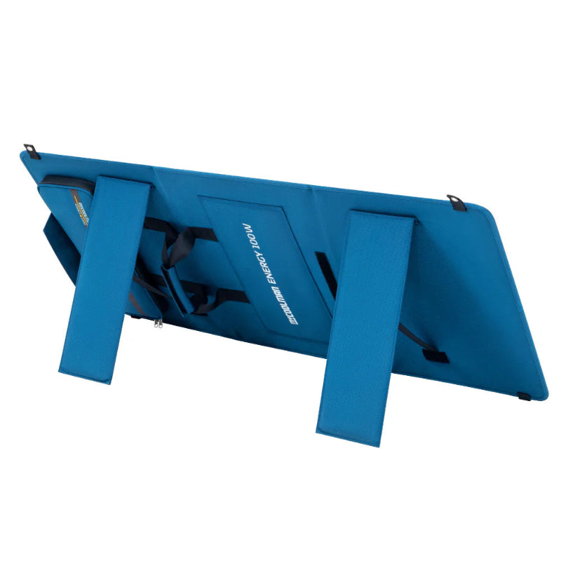 A photo of a MyCOOLMAN 100W Flexible Solar Blanket Stood Up