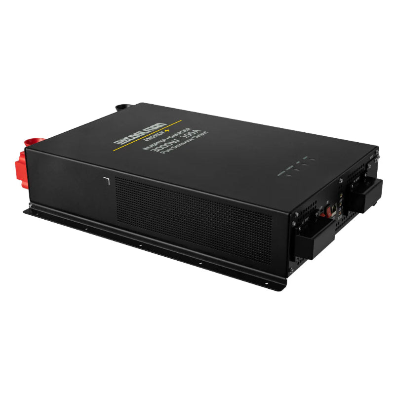 A photo of a MyCOOLMAN 3000W Pure Sine Wave Energy Inverter Showing the Top