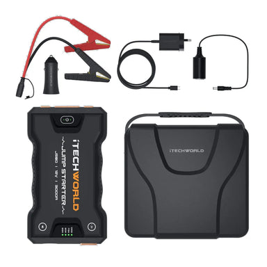 Photo of a black iTechWorld JS80 3000A Lithium Jump Starter Kit