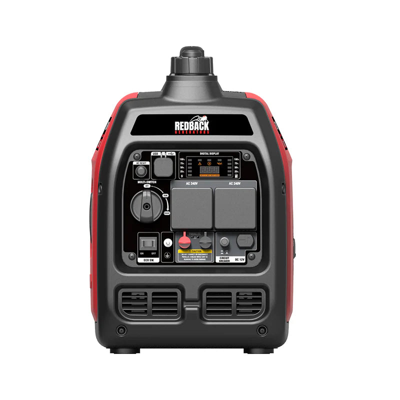A photo of the back of an iTechWorld Redback RB 3.5 3500W Portable Inverter Generator