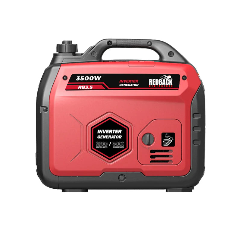 A photo of an iTechWorld Redback RB 3.5 3500W Portable Inverter Generator side on.