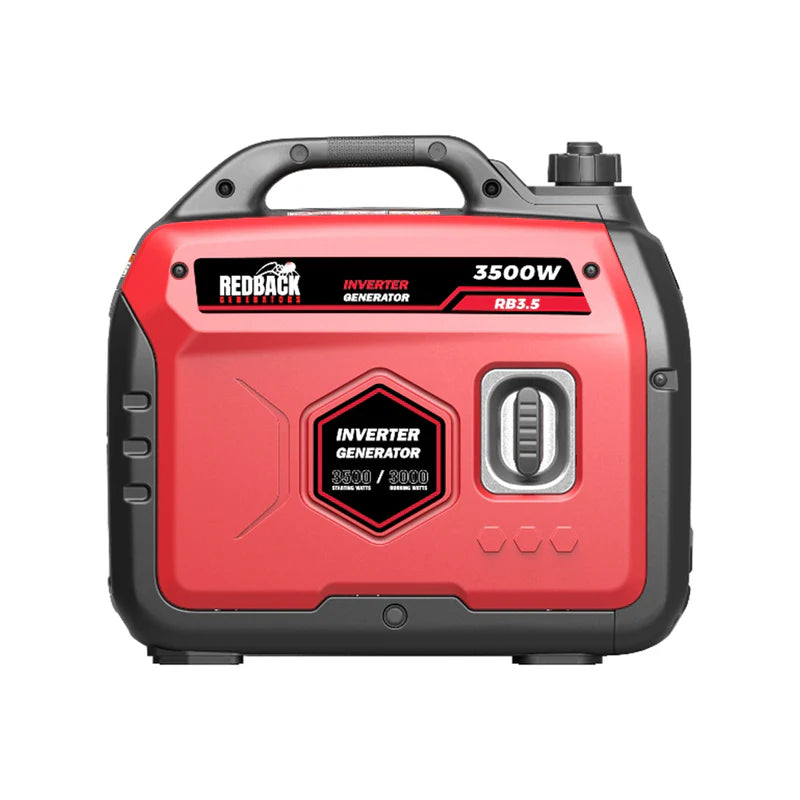 A photo of an iTechWorld Redback RB 3.5 3500W Portable Inverter Generator side on.