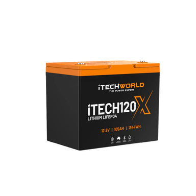 Photo of a black iTechWorld iTech120X Lithium Battery Side View