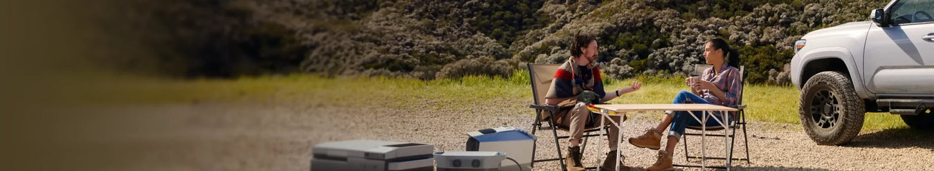 Ecoflow australia products outside in a camping area.