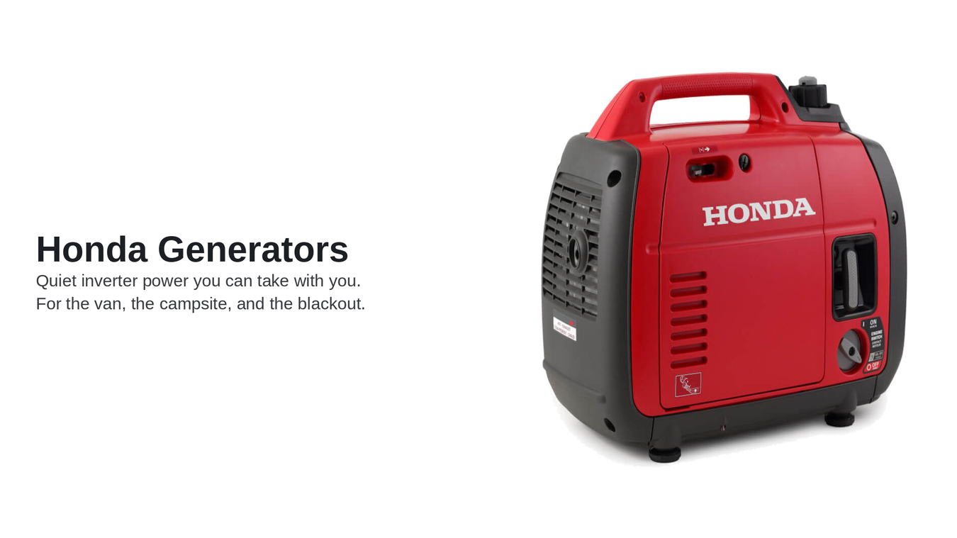 A Honda inverter generator sitting on a white background