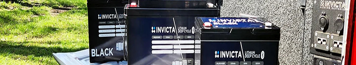 3 invicta lithium batteries on the back of a ute.