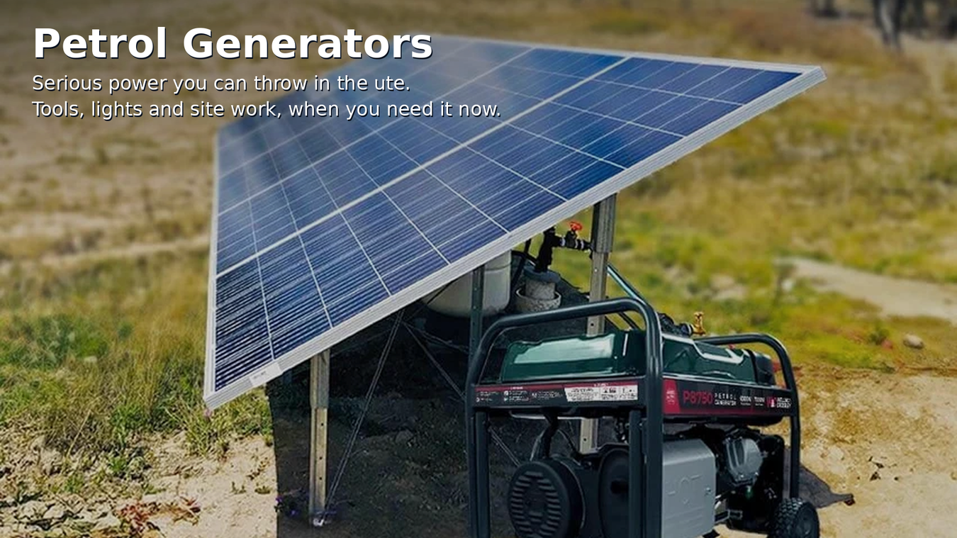 A petrol generator sitting next to solar