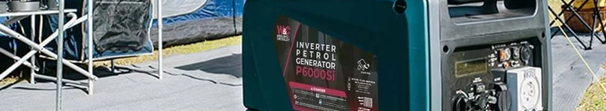 A photo of a welling & crossley P6000Si Inverter Generator at a campsite.