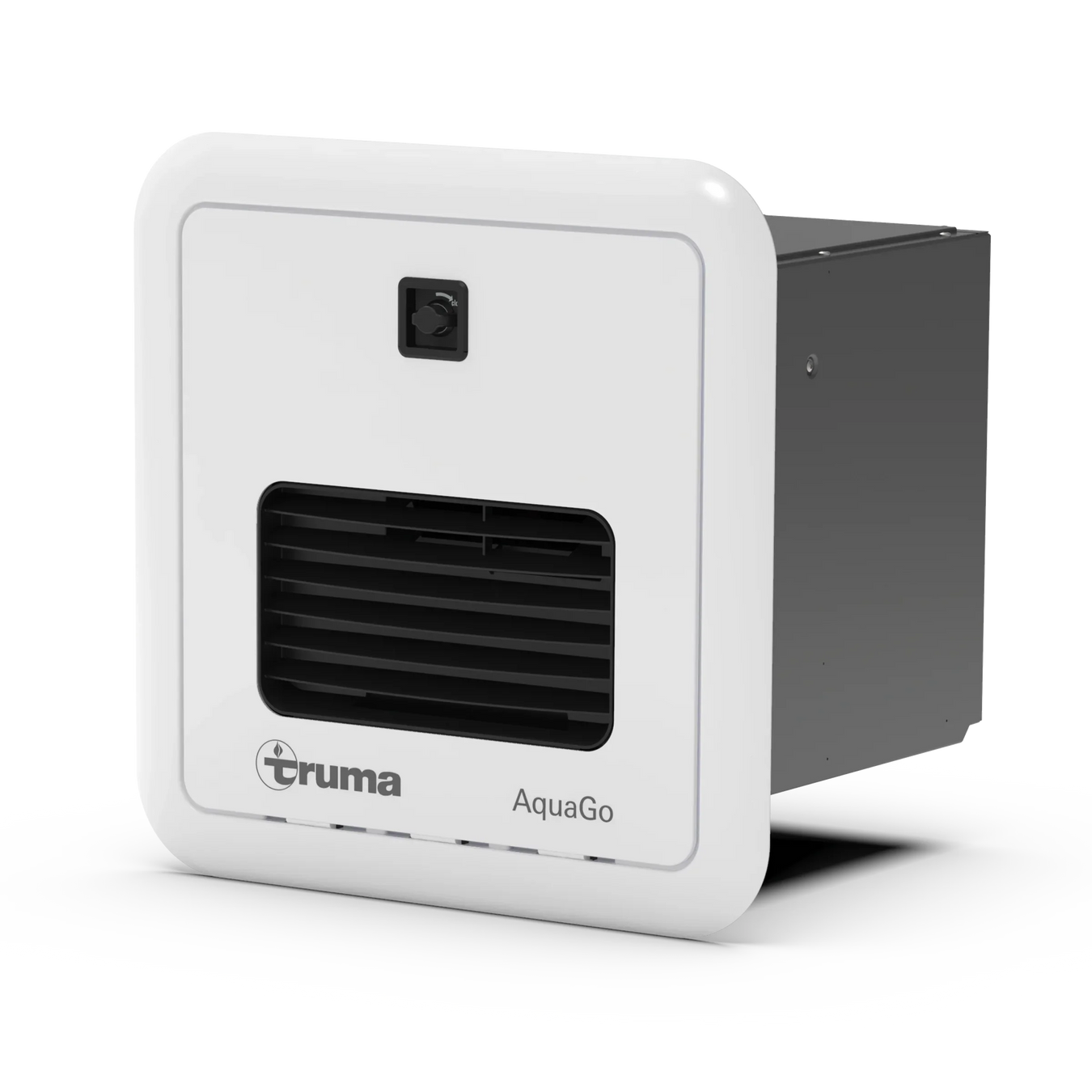 A photo of a truma aqua go hot water system for caravans facing front on.