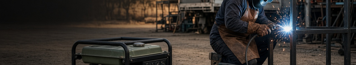 Portable welding generator with a welder.