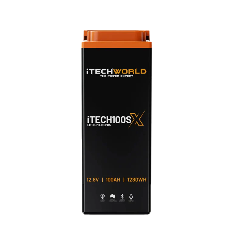 100SX iTech Lithium Battery side view on a transparent background