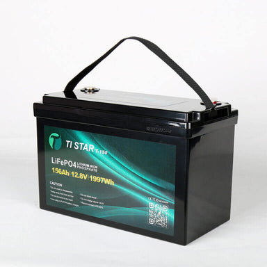 12V 150Ah Tistar Battery Front Angled on a white background