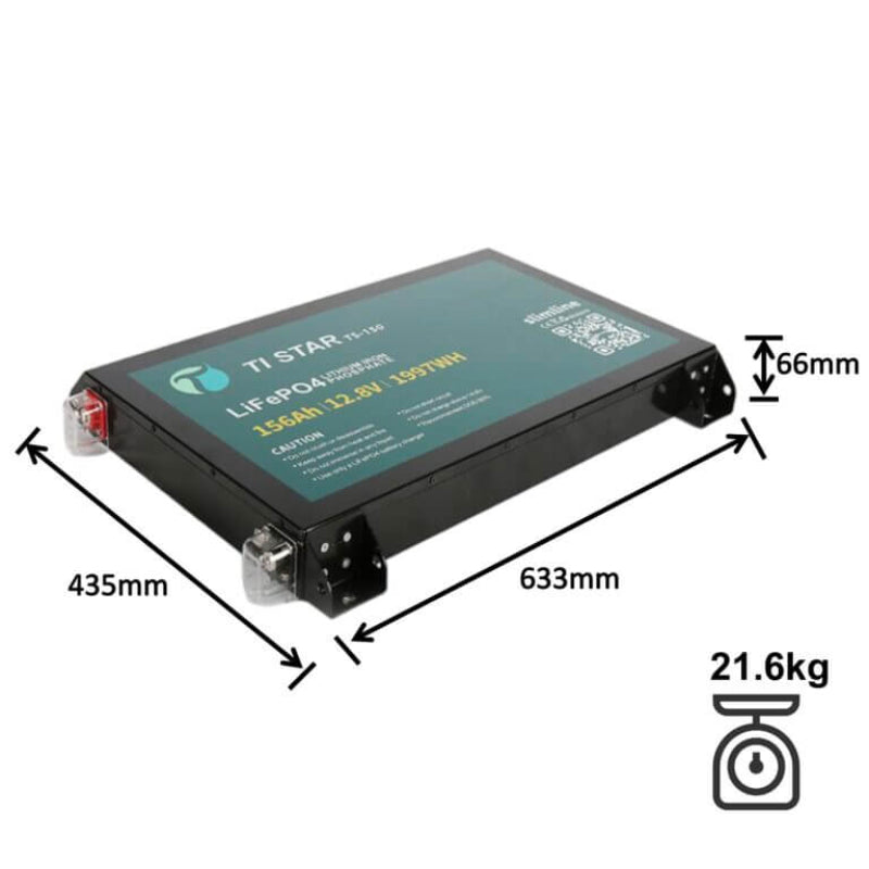 150Ah 12V Slimline Tistar Battery dimensions