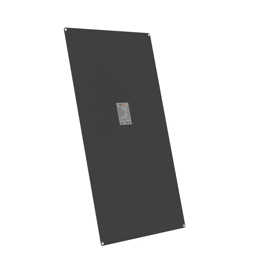 150W iTech Fexible Solar Panel back slightly angled on a white background