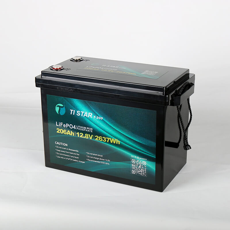 200Ah 12V Tistar Battery Front Slightly Angled on a white background