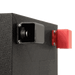 A photo of a custom lithium 620ah caravan lithium battery showing the red and black terminals.