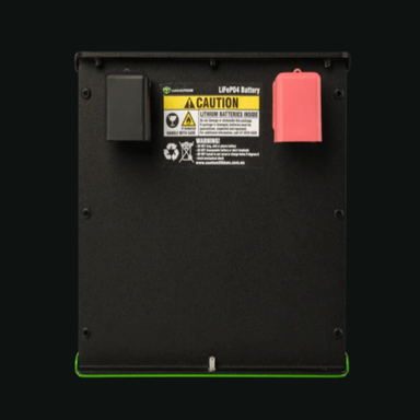 24V 200Ah Custom Lithium back on a black background