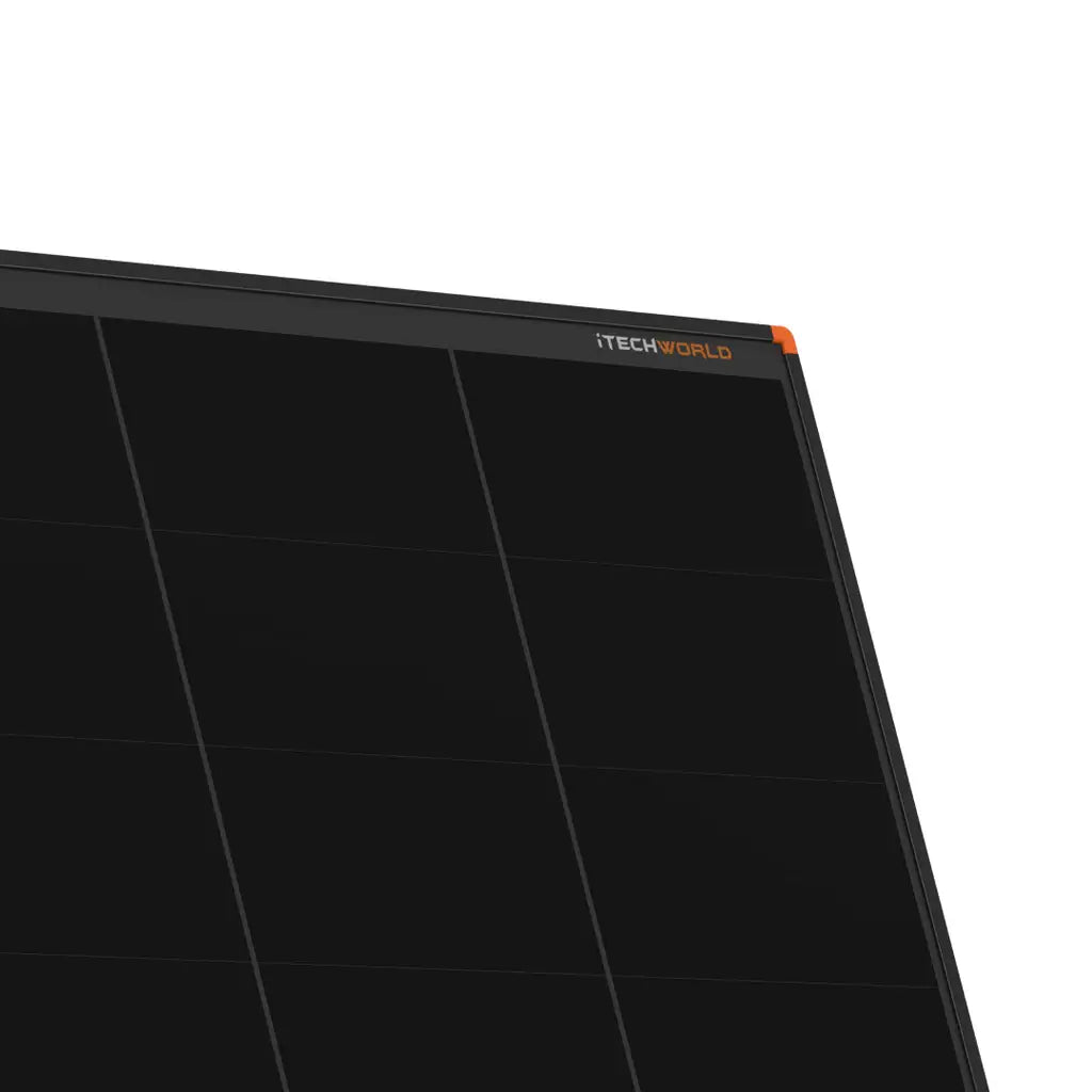 250W iTech Hard Frame Solar Panel side corner on a white background