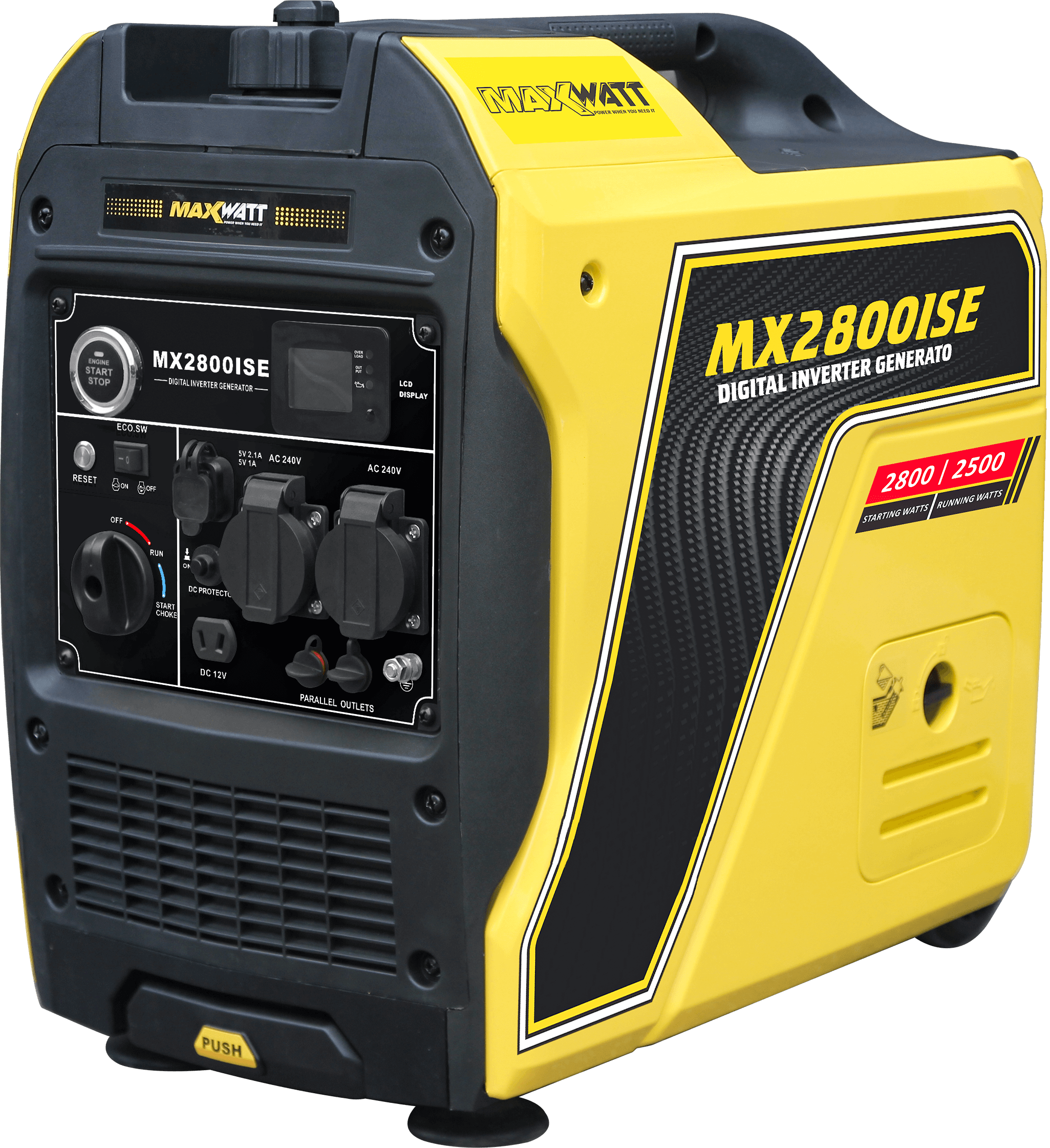 2800W Maxwatt Electric Start Generator on a transparent background