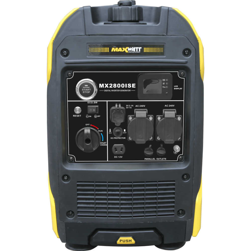 2800W Maxwatt Electric Start Generator Controls back on a white background
