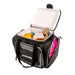 36 can cooler with staff inside the bag on a white background