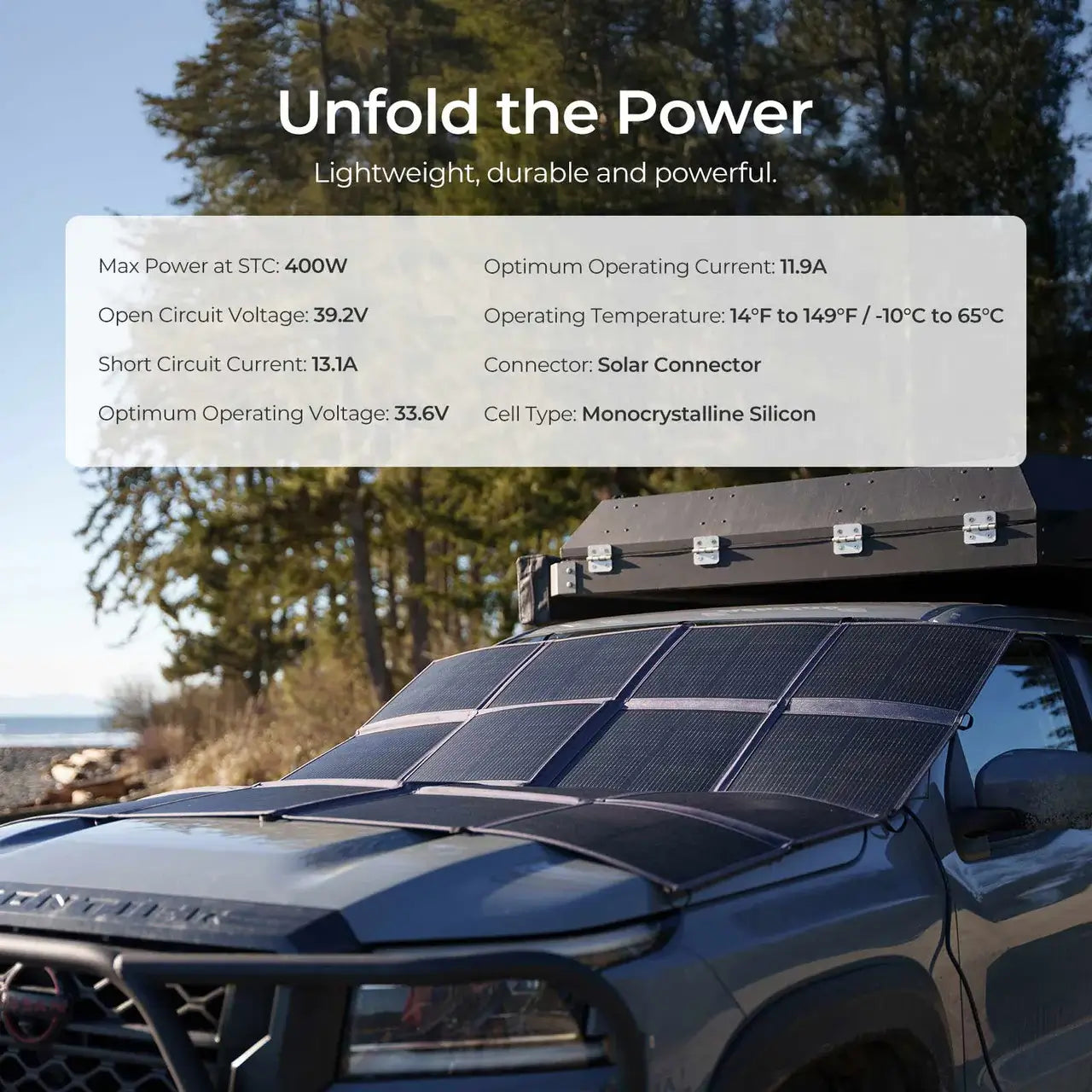 400W Renogy Solar Blanket unfold the power infograph