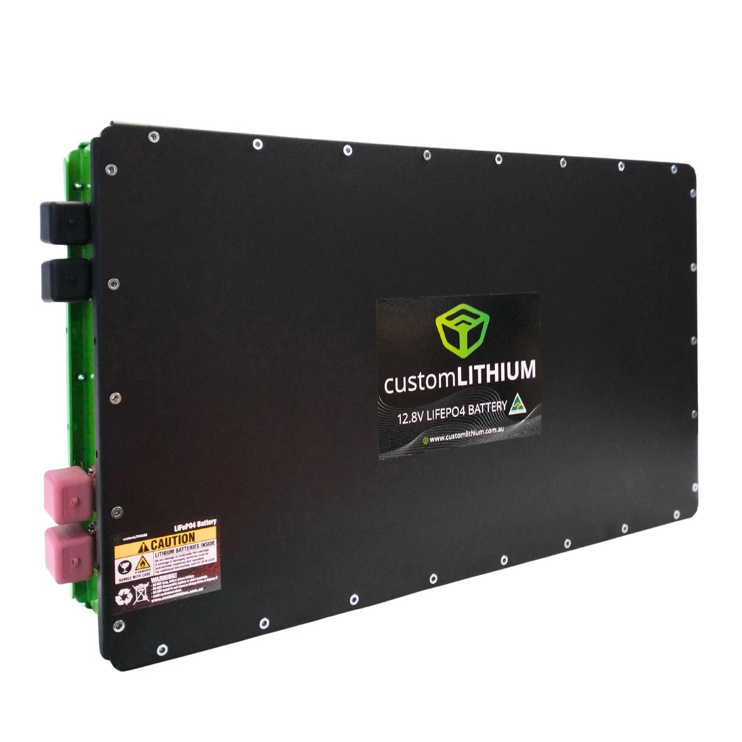 48V 200Ah Ultra Slim Lithium Battery angled to the right in white background