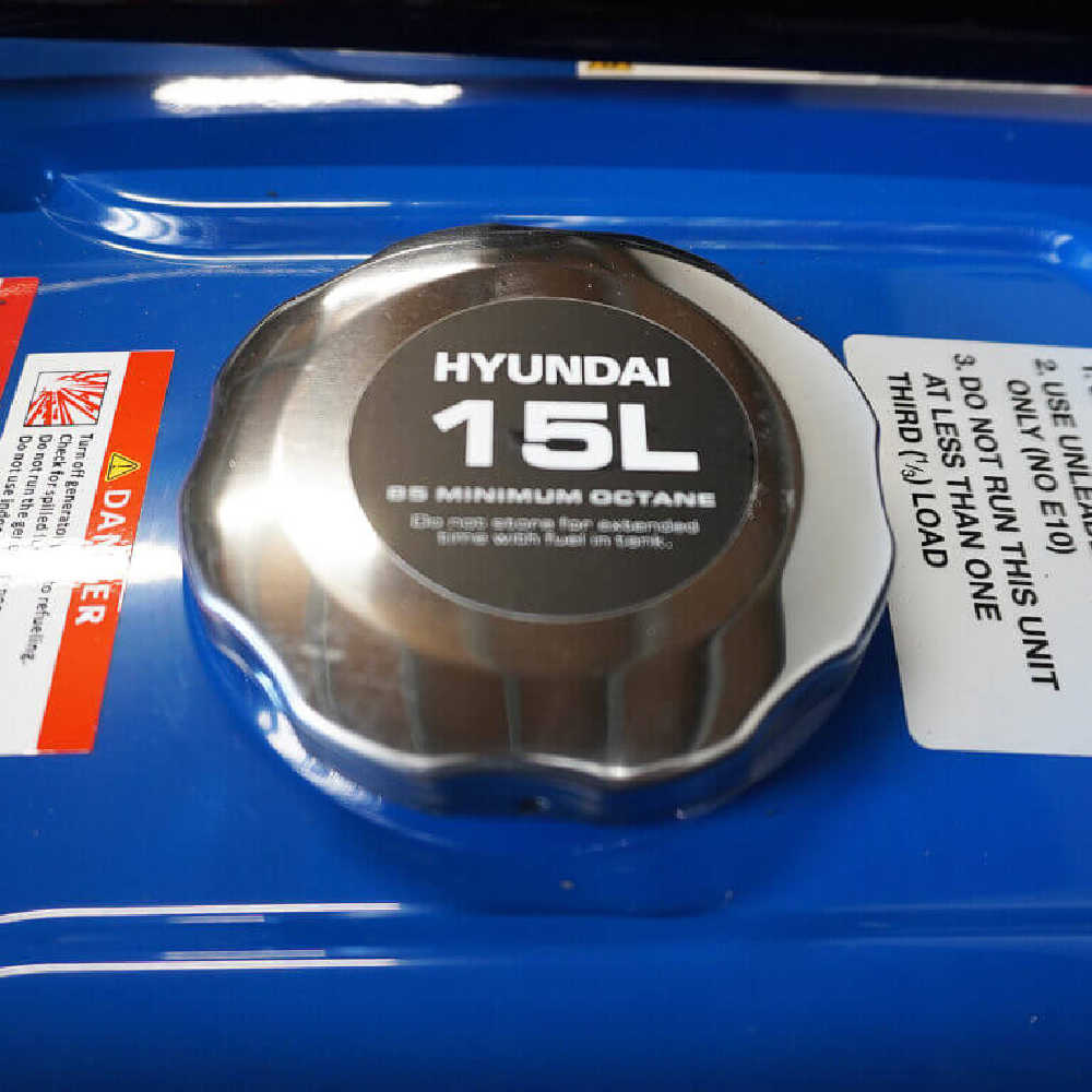 4kVA Hyundai Generator with name on metal on a blue body