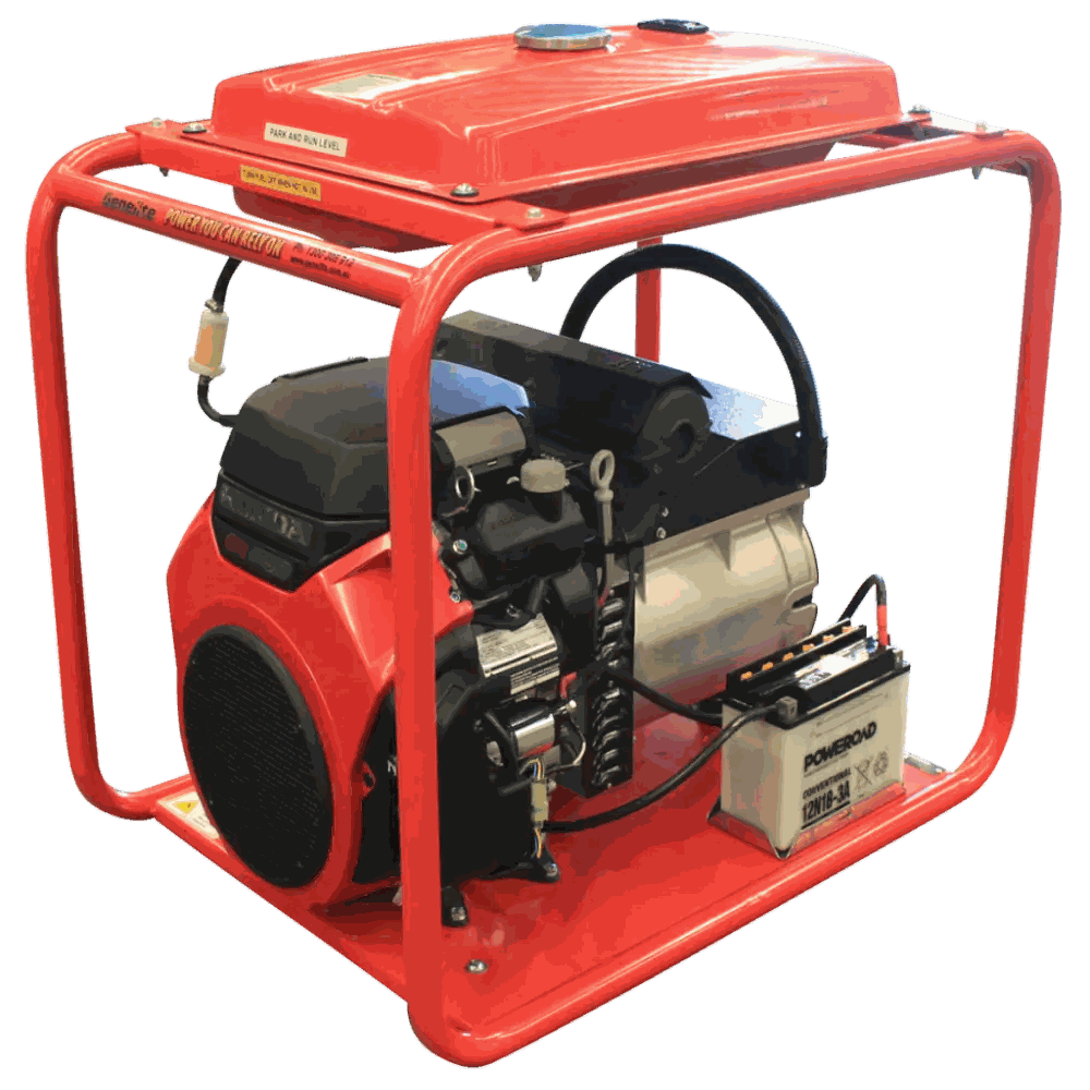 Honda GH10000E-LRT-3 Generator angled to the left on a transparent background
