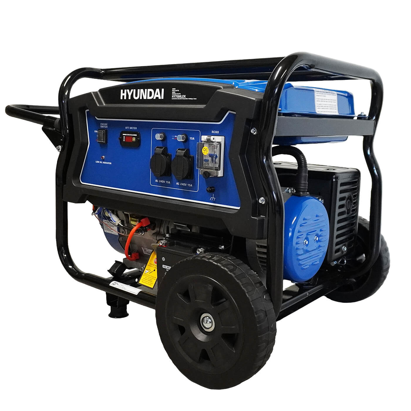 6.8kVA Hyundai Generator angled to the left on a white background