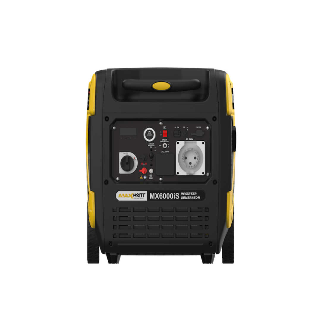 6000W Maxwatt Generator back on a white background
