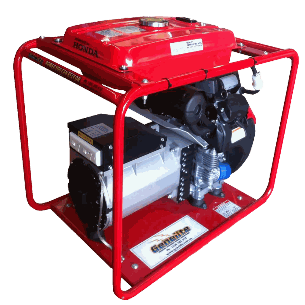 Honda 12.5kVA Long Range Tank Petrol Generator side and front on a transparent background