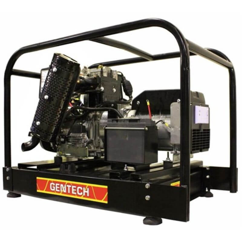 8.5 kW Gentech Electric Start Generator Angled to the Right on a white background