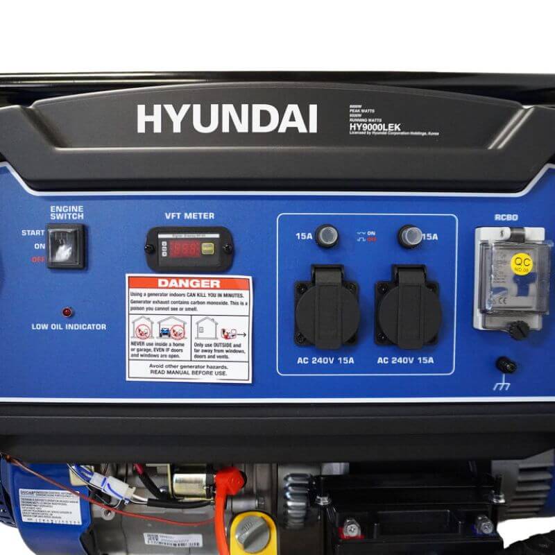 8kVA Hyundai Generator controls on a white background