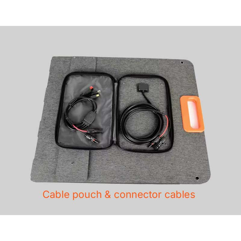 Aeon_Guardians_100W_Portable_Solar_Blanket_Cable_Pouch in gray layered to white background