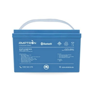 Amptron 12V 150Ah 200A Lithium Battery Front in white background