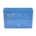 A photo of a blue amptron 12v 200ah 200a lithium battery facing front on with a white background.