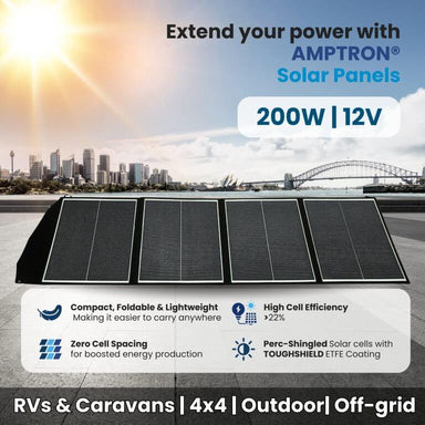 Amptron 12V 200W Portable Solar Blanket Infographic Extend your power with Amptron Solar Panels