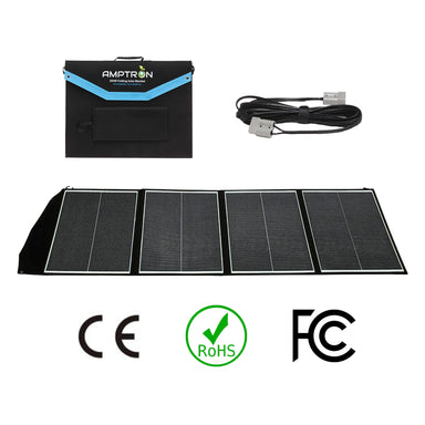 Amptron 12V 200W Portable Solar Blanket What's in the box on a white background