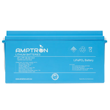 Amptron 36V 70A Lithium Battery Fronyt on a white background