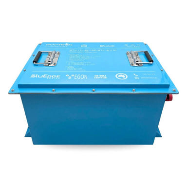Amptron 48V 105Ah 100A EGON Battery Blue Front view on a white background