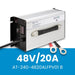 Amptron 48V 20A AC-DC Battery Charger Angled to the Left on a white and blue background